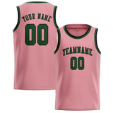 Custom Light Pink & Dark Green Colors Design Sports Basketball Jersey