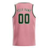 Custom Light Pink & Dark Green Colors Design Sports Basketball Jersey