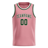 Custom Light Pink & Dark Green Colors Design Sports Basketball Jersey