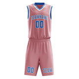 Custom Light Pink Light Blue Basketball Set