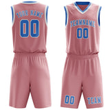 Custom Light Pink Light Blue Basketball Set
