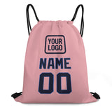 Custom Light Pink Navy Drawstring Bag
