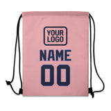 Custom Light Pink Navy Drawstring Bag