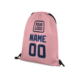 Custom Light Pink Navy Drawstring Bag