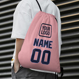 Custom Light Pink Navy Drawstring Bag