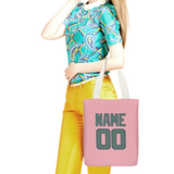 Custom Light Pink Blue Green Canvas Tote Bag