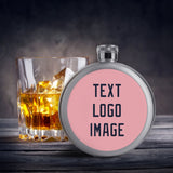 Custom Light Pink Navy Hip Flask