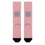 Custom Light Pink Light Blue Knee-High Sock