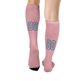 Custom Light Pink Light Blue Knee-High Sock