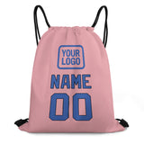 Custom Light Pink Sky Blue Drawstring Bag