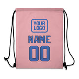 Custom Light Pink Sky Blue Drawstring Bag