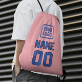 Custom Light Pink Sky Blue Drawstring Bag