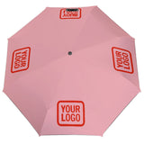 Custom Light Pink Orange Red Automatic Umbrella