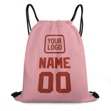 Custom Light Pink Coral Red Drawstring Bag