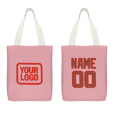 Custom Light Pink Coral Red Canvas Tote Bag