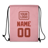 Custom Light Pink Coral Red Drawstring Bag