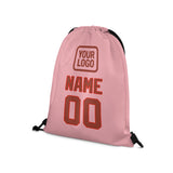 Custom Light Pink Coral Red Drawstring Bag