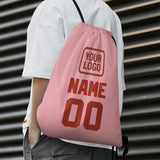 Custom Light Pink Coral Red Drawstring Bag