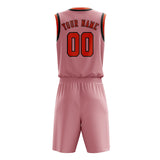 Custom Light Pink Orange Red Basketball Set