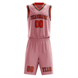 Custom Light Pink Orange Red Basketball Set
