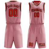 Custom Light Pink Orange Red Basketball Set