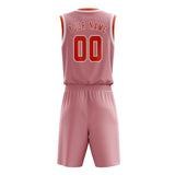 Custom Light Pink Orange Red Basketball Set