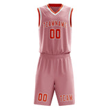 Custom Light Pink Orange Red Basketball Set