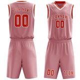 Custom Light Pink Orange Red Basketball Set