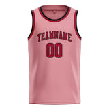 Custom Light Pink & Red Colors Design Sports Basketball Jersey