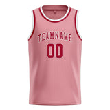 Custom Light Pink & Red Colors Design Sports Basketball Jersey