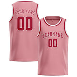 Custom Light Pink & Red Colors Design Sports Basketball Jersey
