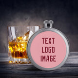 Custom Light Pink Crimson Red Hip Flask
