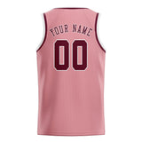 Custom Light Pink & Crimson Red Colors Design Sports Basketball Jersey
