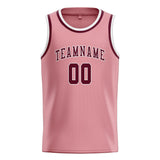 Custom Light Pink & Crimson Red Colors Design Sports Basketball Jersey