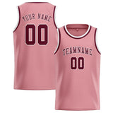 Custom Light Pink & Crimson Red Colors Design Sports Basketball Jersey