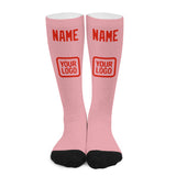 Custom Light Pink Orange Red Knee-High Sock