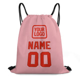 Custom Light Pink Orange Red Drawstring Bag