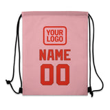 Custom Light Pink Orange Red Drawstring Bag