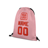 Custom Light Pink Orange Red Drawstring Bag