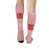 Custom Light Pink Orange Red Knee-High Sock