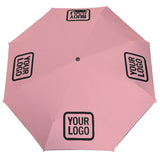 Custom Light Pink Black Automatic Umbrella