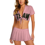 Custom Light Pink Olive Cheerleading Uniform Set