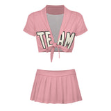 Custom Light Pink Cream Cheerleading Uniform Set