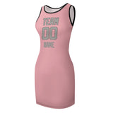 Custom Light Pink Gray Sleeveless Vest Dress