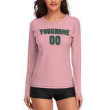 Custom Light Pink Green Women's Long-Sleeve Shirt