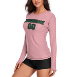 Custom Light Pink Green Women's Long-Sleeve Shirt