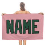 Custom Light Pink Green Beach Towel