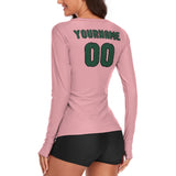 Custom Light Pink Green Women's Long-Sleeve Shirt