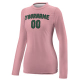 Custom Light Pink Green Women's Long-Sleeve Shirt