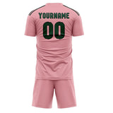 Custom Light Pink Green Soccer Jersey